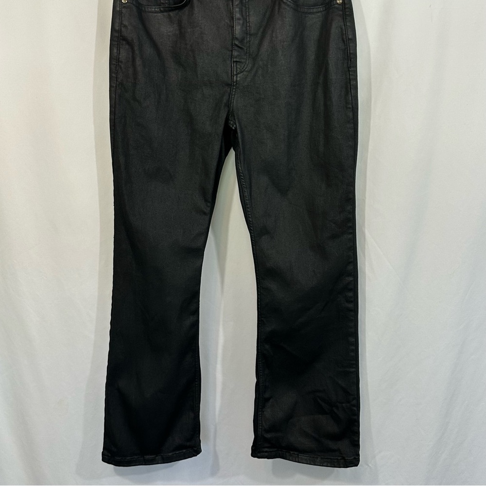 Anthropologie The Yaya Coated Kick Crop Flare Jeans in Black - Picture 5 of 12